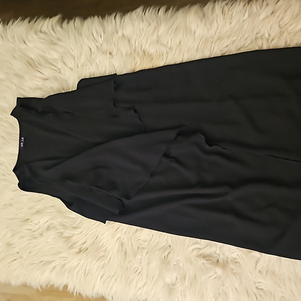 UK2LA Black Ruffled Tank-Style Cardigan – Size Medium
